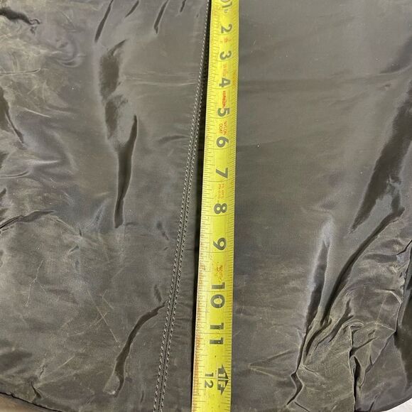 Treesje Olive green nylon with brown trim  slouch shoulder bag gold tone accents - Picture 6 of 10